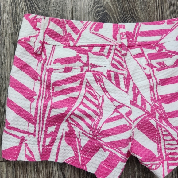 Lilly Pulitzer Pink White Yacht Sea Walsh Sailboat Print Shorts 0 - Picture 12 of 14